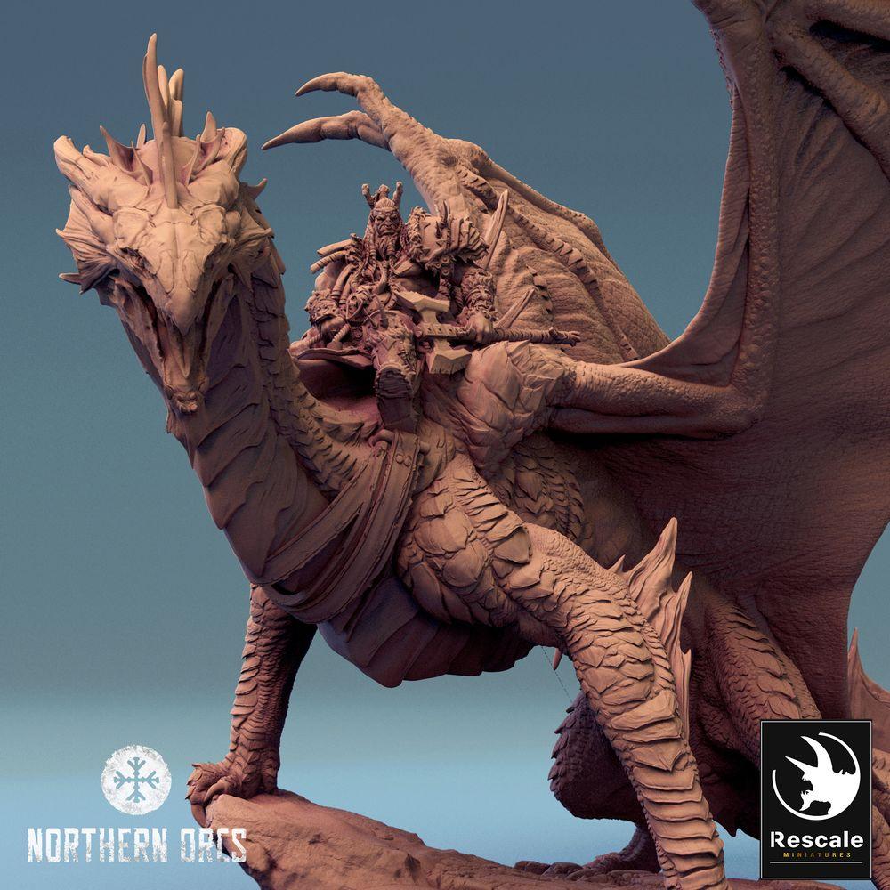 Photo de produit Tabletop 28mm Lord of the Print (LotP) 0 : M dragon légendaire métallique argenté posé (24_04_M)