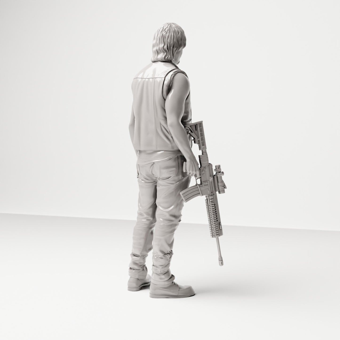Stehende Figur: Mann mit ärmelloser Weste & Gewehr (Ref. Nr. 492) - vollständige Studioansicht 4