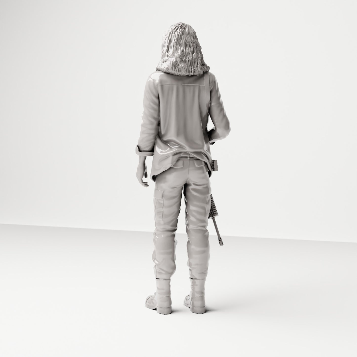 Stehende Figur: Frau mit Gewehr vor dem Körper (Ref. Nr. 496) - vollständige Studioansicht 3