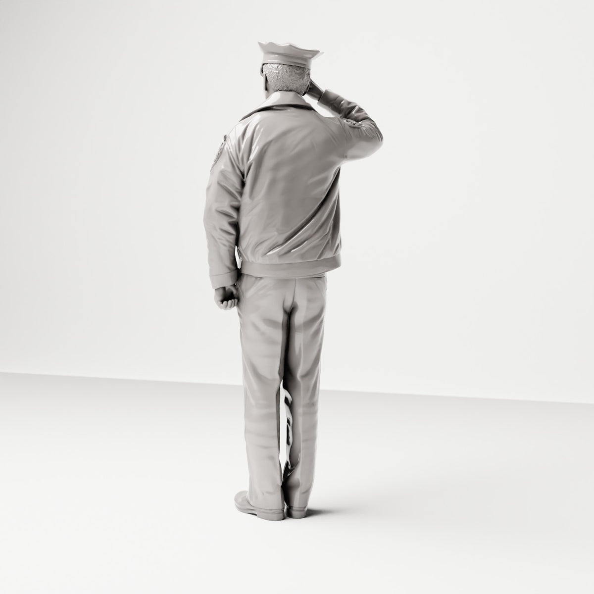 Stehende Figur: Polizist mit Schlagstock, salutierend (Ref. Nr. 499) - vollständige Studioansicht 3