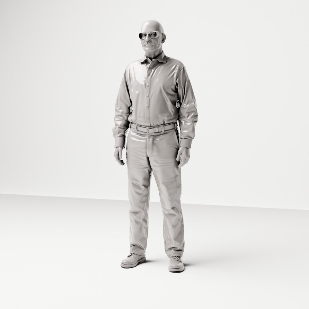 Stehende Figur: Mann mit Sonnenbrille & Langarmhemd (Ref. Nr. 507) - vollständige Studioansicht 2