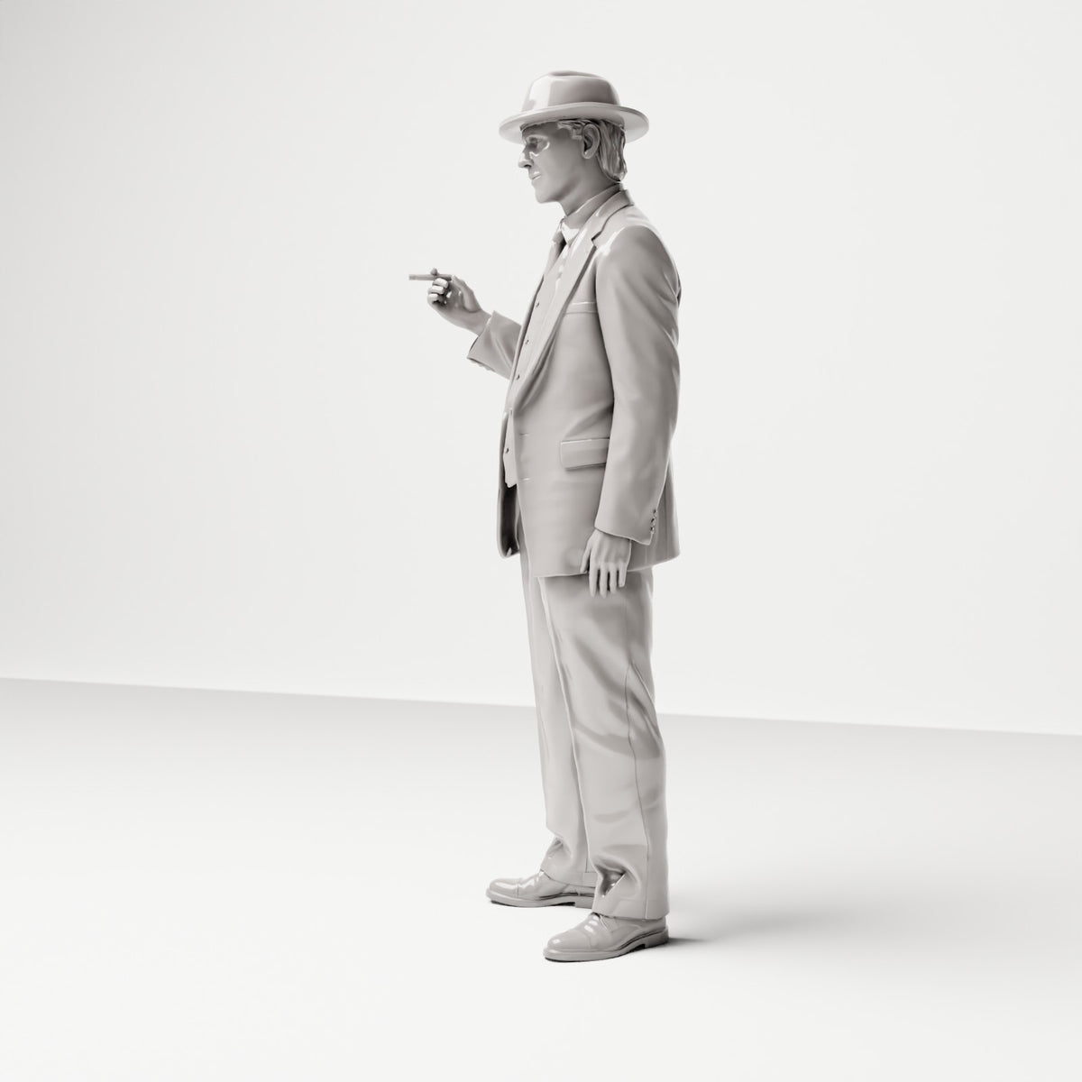 Stehende Figur: Mann im Anzug mit Hut in der Hand (Ref. Nr. 516) - vollständige Studioansicht 2