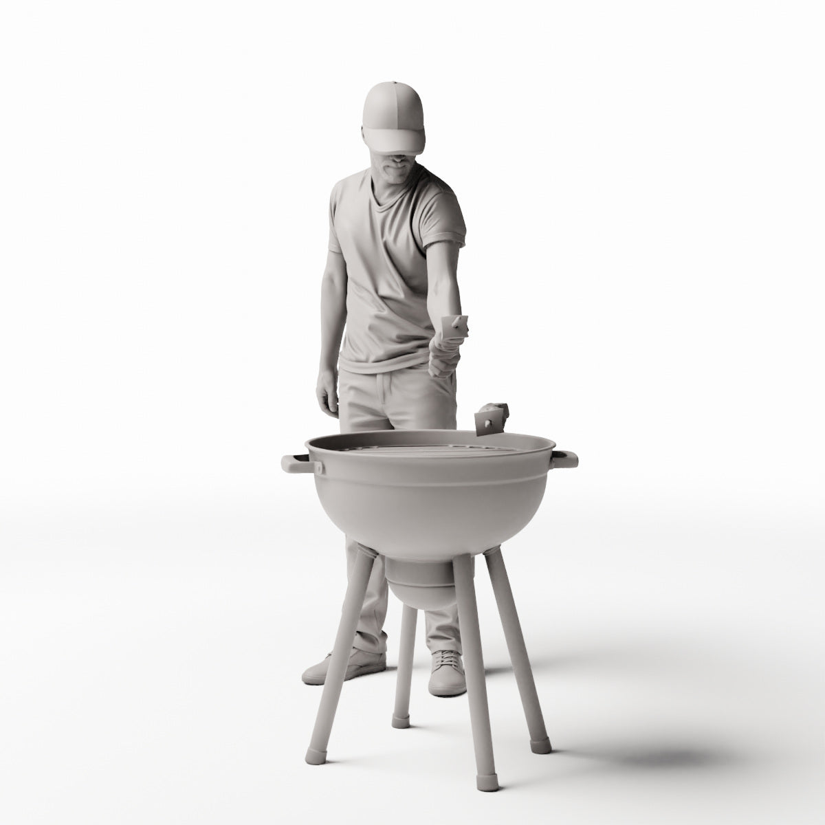Diorama Modellbau Produktfoto 0: Stehende Figur: Mann am Grill mit Grillbesteck (Ref. Nr. 533)
