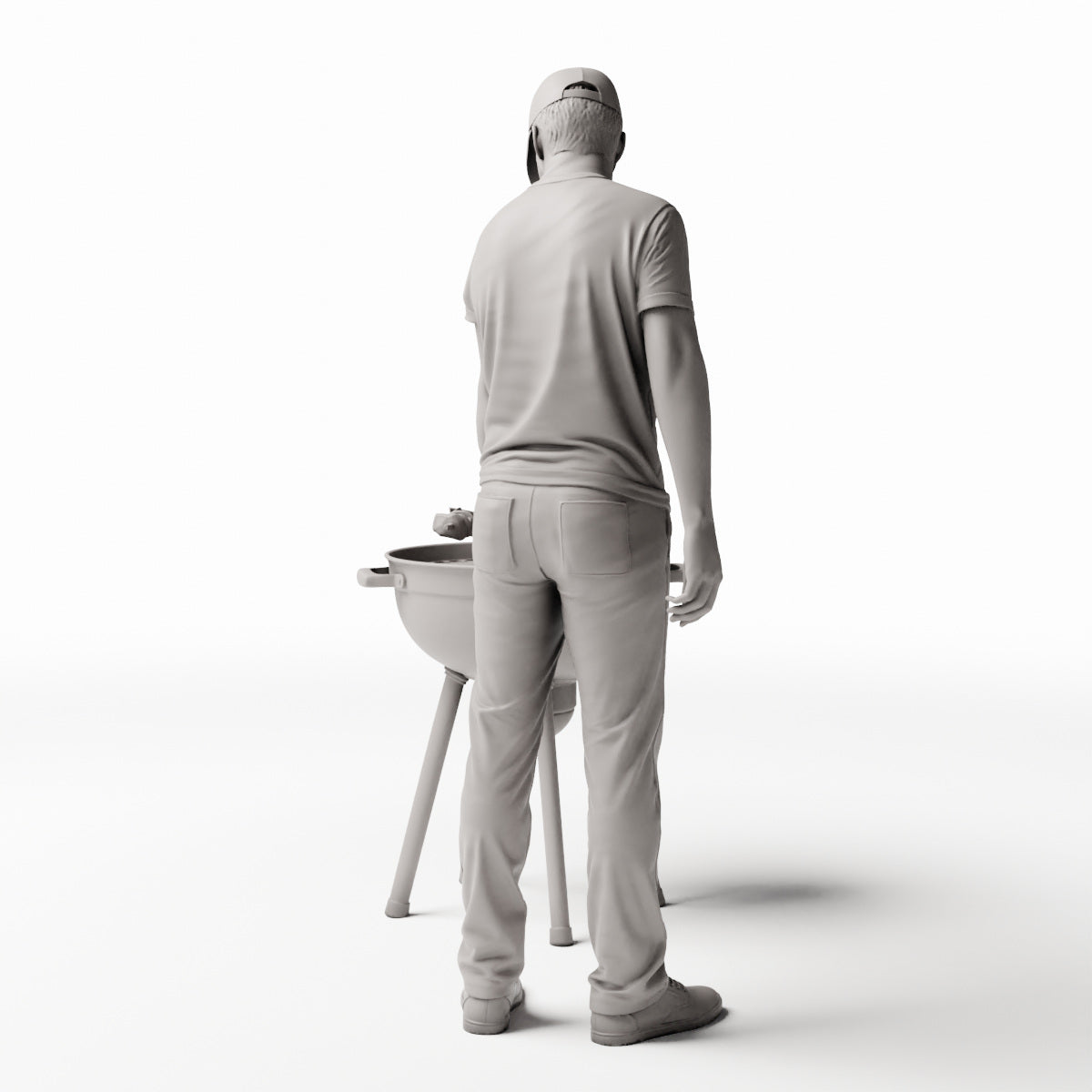 Diorama Modellbau Produktfoto 0: Stehende Figur: Mann am Grill mit Grillbesteck (Ref. Nr. 533)