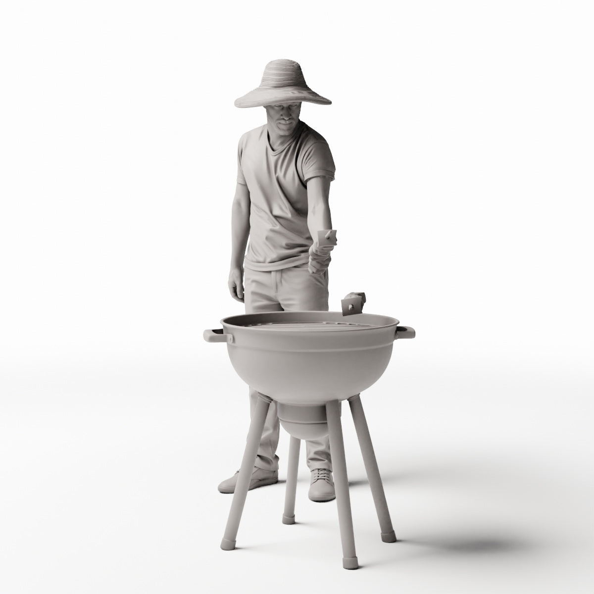 Diorama Modellbau Produktfoto 0: Stehende Figur: Mann am Grill mit Grillbesteck (Ref. Nr. 533)