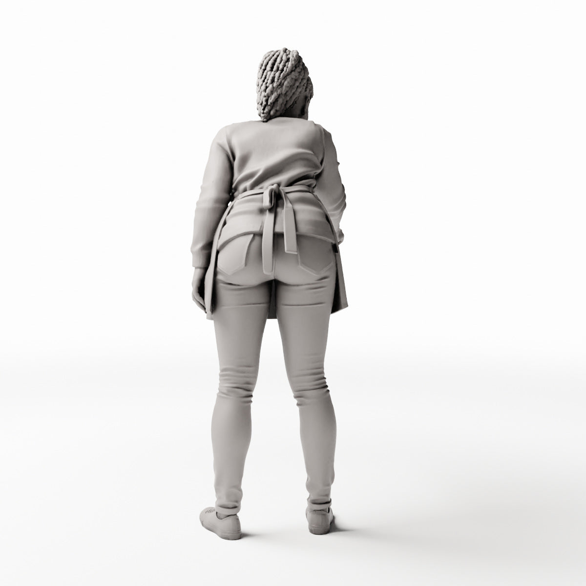 Diorama Modellbau Produktfoto 0: Stehende Figur: Köchin oder Frau am Grill mit Schürze, leicht nach vorne gebeugt (Ref. Nr. 535)