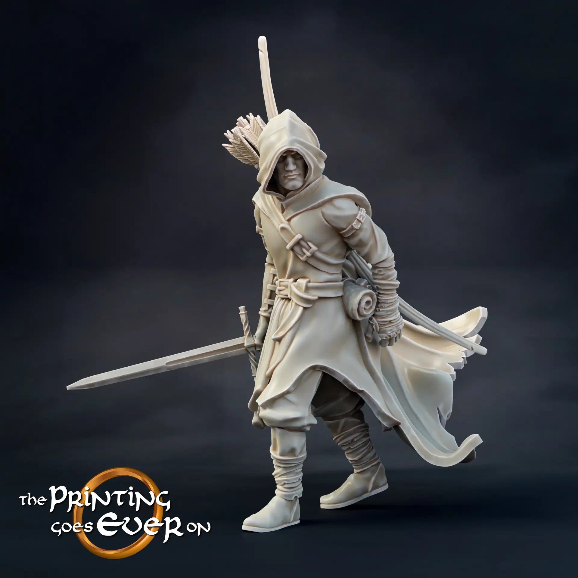 Photo du produit Tabletop 28mm The Printing Goes Ever On (TPGEO) 0 : Ranger du Nord : Ranger des terres forestières avec épée, lance et arc