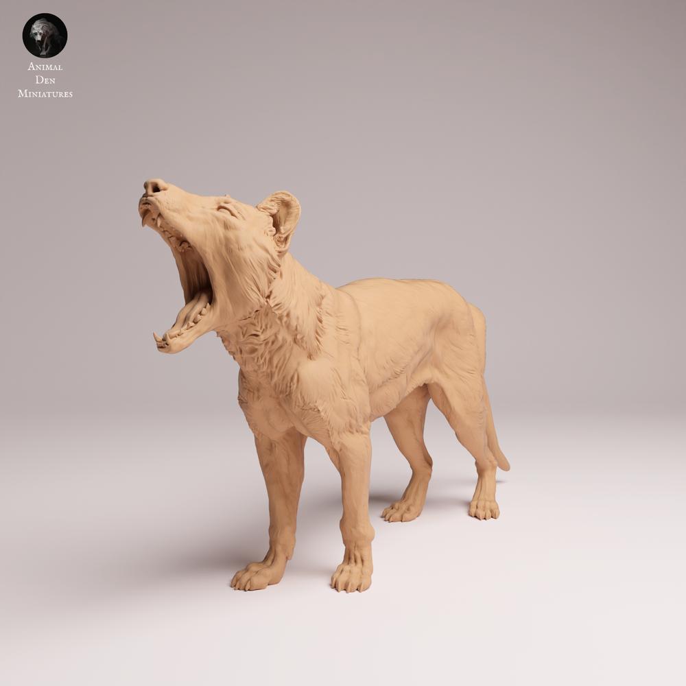 Photo du produit Tabletop 28mm Lord of the Print (LotP) 1 : figurine d’animal sauvage : thylacine (tigre de Tasmanie) - bâillant (26_04_09)
