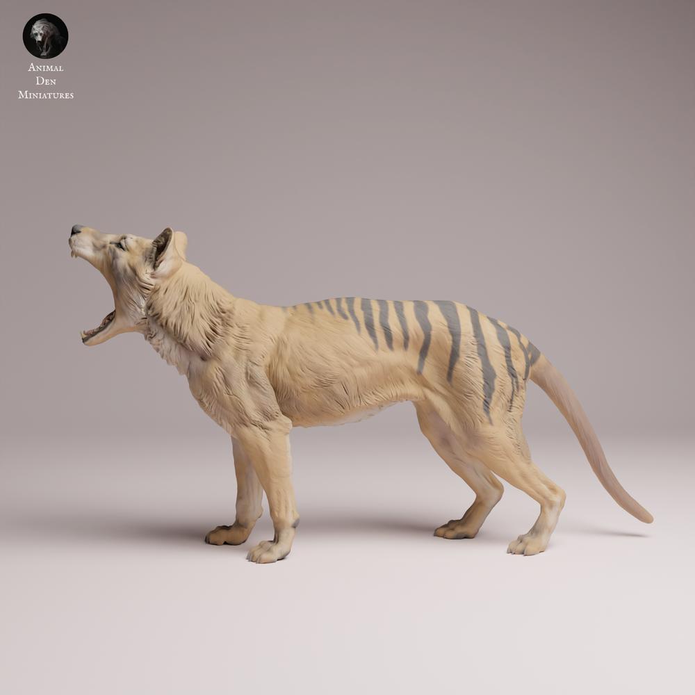 Produktfoto Tabletop 28mm Lord of the Print (LotP) 3: Wildtier Tierfigur: Beutelwolf (Tasmanischer Tiger) - gähnend (26_04_09)