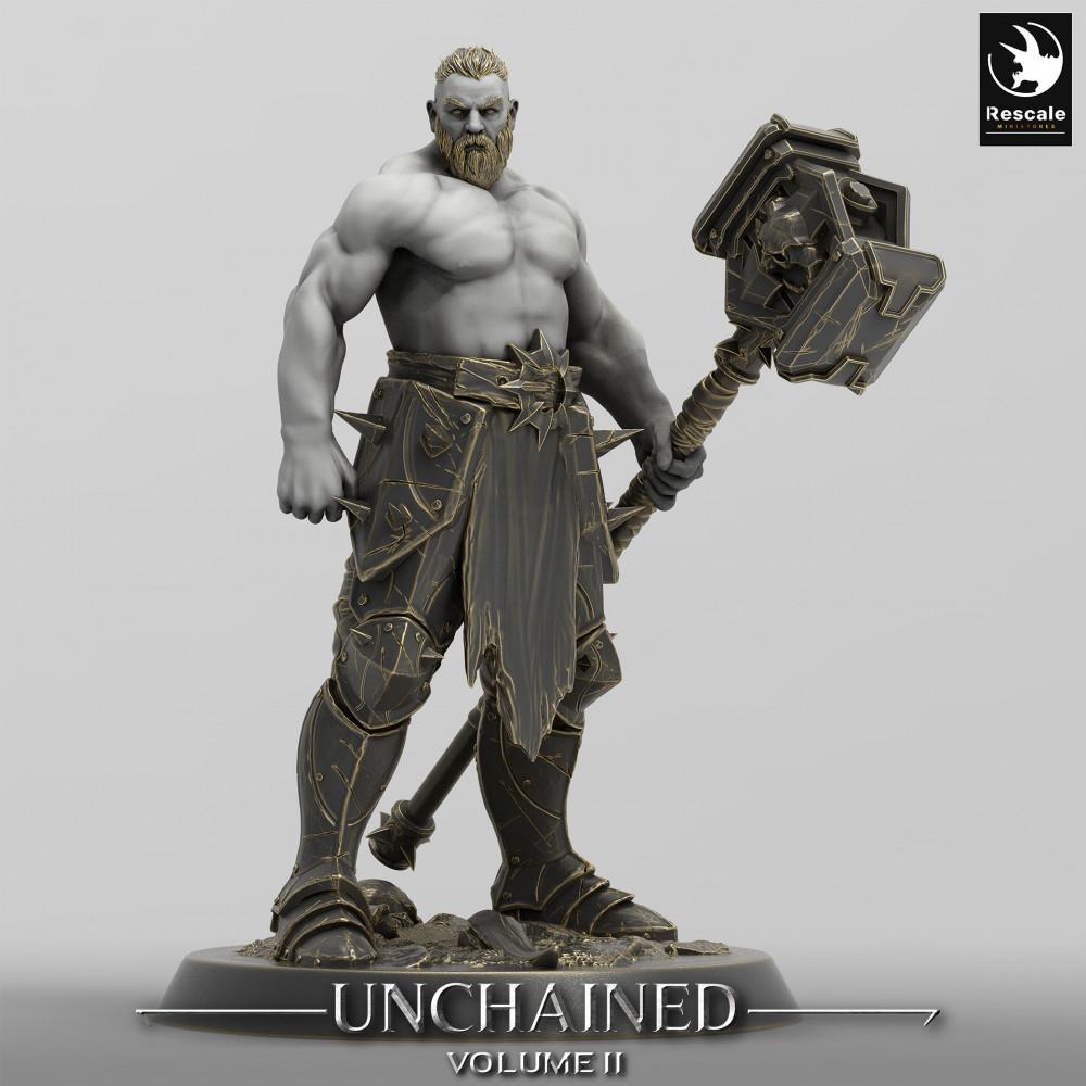 Photo de produit Tabletop 28mm Lord of the Print (LotP) 0 : Miniature Tabletop : Barbare, Berserker, Guerrier à la hache à deux mains orné de runes (24_05_C8)