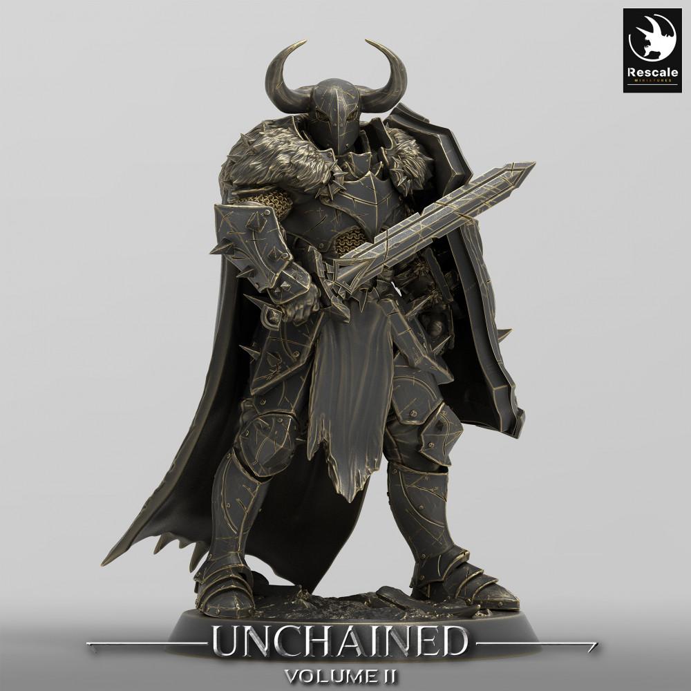 Photo de produit Tabletop 28mm Lord of the Print (LotP) 0 : Miniature Tabletop : Chevalier Noir, Guerrier du Chaos avec Épée à Deux Mains - Warlord, Guerrier d'Élite, Modèle de Boss (24_05_E16)