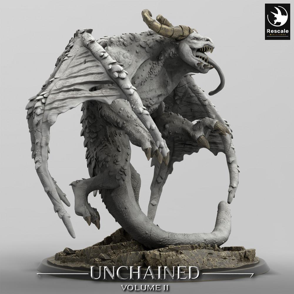 Photo de produit Tabletop 28mm Lord of the Print (LotP) 0 : Miniature Tabletop : Seigneur démon ailé Grogbann - Démon gargouille, bête infernale, monstre boss de donjon (24_05_H2)