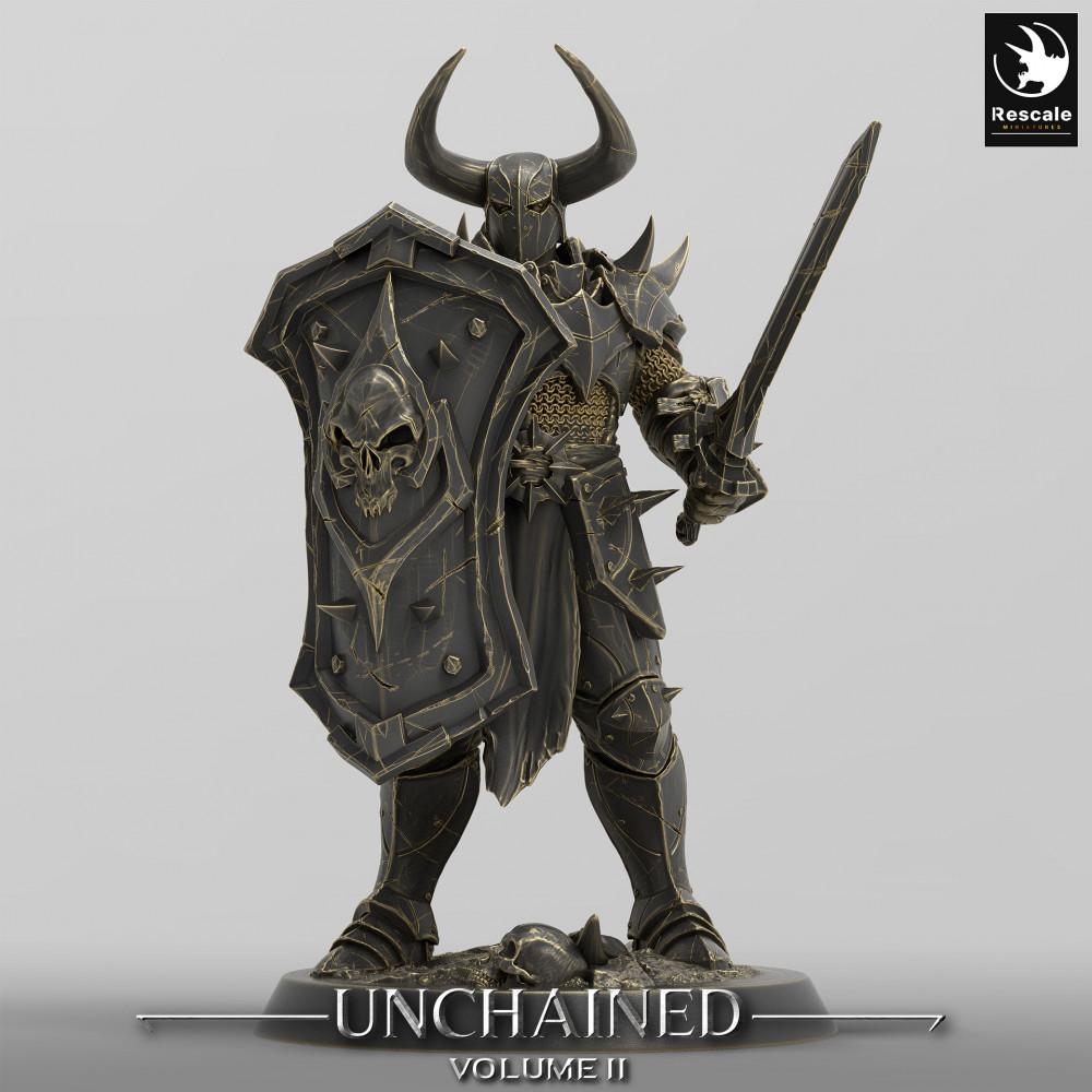 Photo de produit Tabletop 28mm Lord of the Print (LotP) 0 : Miniature Tabletop : Chevalier Noir / Chevalier des Enfers, Guerrier à Épée et Bouclier, Paladin Maudit (24_05_E17)