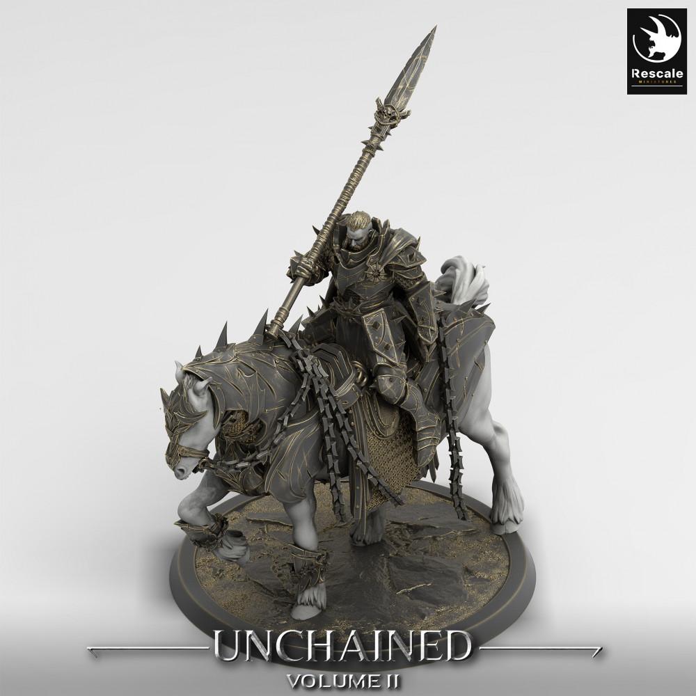 Photo de produit Tabletop 28mm Lord of the Print (LotP) 0 : Miniature Tabletop : Paladin Noir Monté, Chevalier de la Mort Lancer sur Cheval de Guerre Blindé, Chevalerie Lourde Dread Knight (24_05_Q)