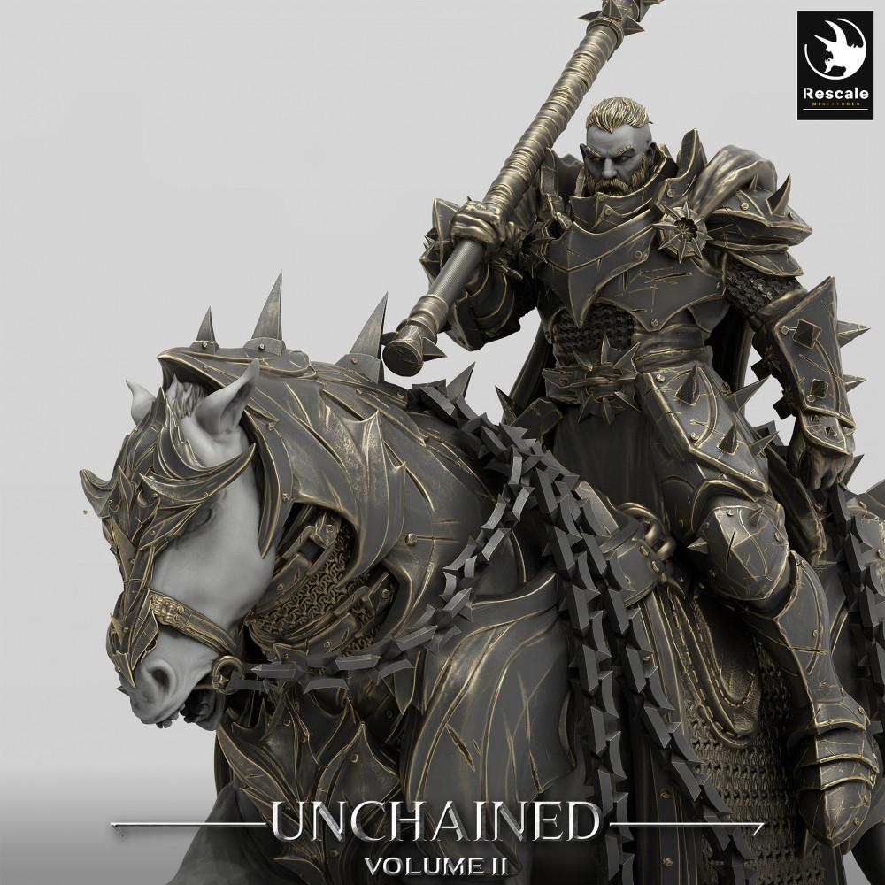 Photo de produit Tabletop 28mm Lord of the Print (LotP) 0 : Miniature Tabletop : Paladin Noir Monté, Chevalier de la Mort Lancer sur Cheval de Guerre Blindé, Chevalerie Lourde Dread Knight (24_05_Q)
