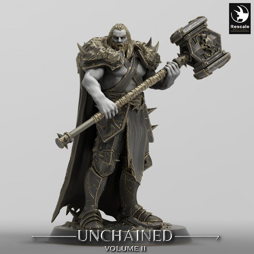 Image du produit Tabletop 28mm Lord of the Print (LotP) : Figurine Fantastique : Warlord Barbare, Berserker avec Marteau à Deux Mains, Miniature de Leader (24_05_C9)