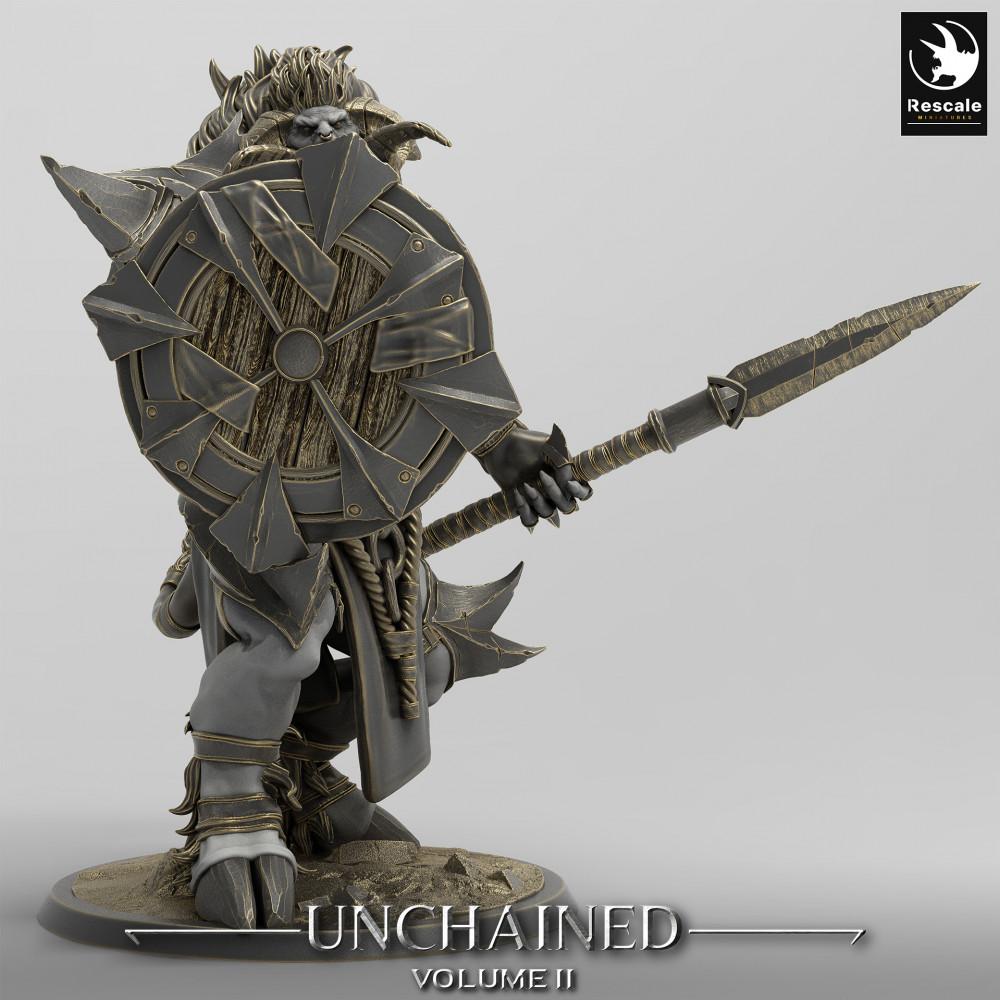 Photo du produit Tabletop 28mm Lord of the Print (LotP) 0 : Figurine fantastique : Gardien Minotaure, Porteur de lance avec bouclier rond, Guerrier des bêtes - Gardien Minotaure (24_05_G2)