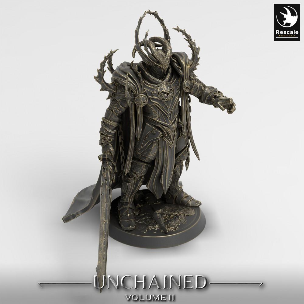 Photo de produit Tabletop 28mm Lord of the Print (LotP) 0 : Miniature Tabletop : Chevalier démon avec épée à deux mains, Paladin noir, seigneur de guerre ténébreux, fils d'Olaf (24_05_L1)