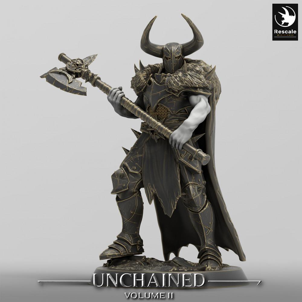 Photo de produit Tabletop 28mm Lord of the Print (LotP) 0 : Miniature Tabletop : Chevalier Noir, Berserker avec Hache à Deux Mains, Guerrier Infernal Raider (24_05_D3)