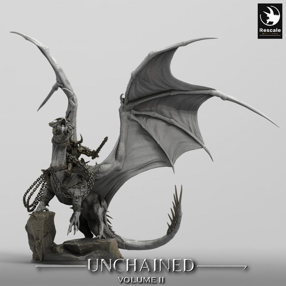 Photo du produit Tabletop 28mm Lord of the Print (LotP) 0 : Miniature Tabletop : Dragon de guerre avec cavalier, Wyrm grand monstre, Dragon de guerre (24_05_J1)