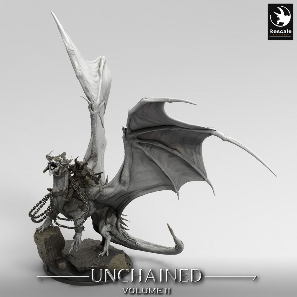 Photo du produit Tabletop 28mm Lord of the Print (LotP) 0 : Miniature de Tabletop : Dragon de guerre avec cavalier, Wyrm grand monstre, Dragon de guerre (24_05_J1)