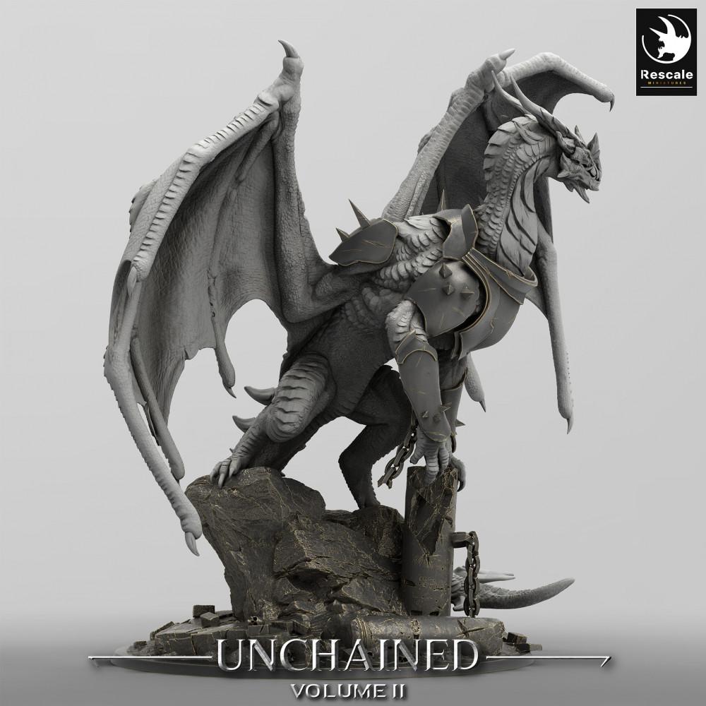 Photo de produit Tabletop 28mm Lord of the Print (LotP) 0 : Miniature Tabletop : Dragon blindé Xeldranth - Chaîne-dragon, Seigneur des dragons, Monstre boss, Miniature de dragon (24_05_X)