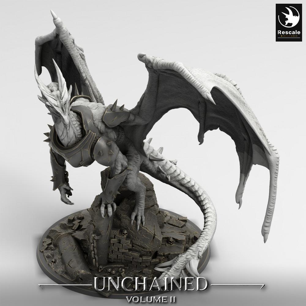 Photo du produit Tabletop 28mm Lord of the Print (LotP) 0 : Miniature Tabletop : Dragon blindé Xeldranth - Kettenwyrm, seigneur des dragons, boss-monstre, miniature de dragon (24_05_X)