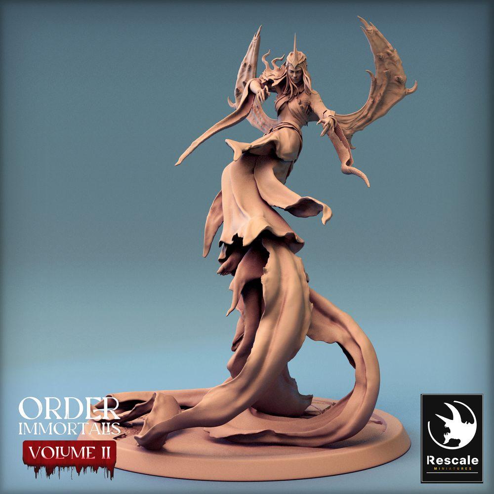 Photo de produit Tabletop 28mm Lord of the Print (LotP) 0 : Miniature Fantasy Tabletop : Princesse des démons, Sorcière des ombres, Naga ailée - Reine Immortalis (24_02_H1)