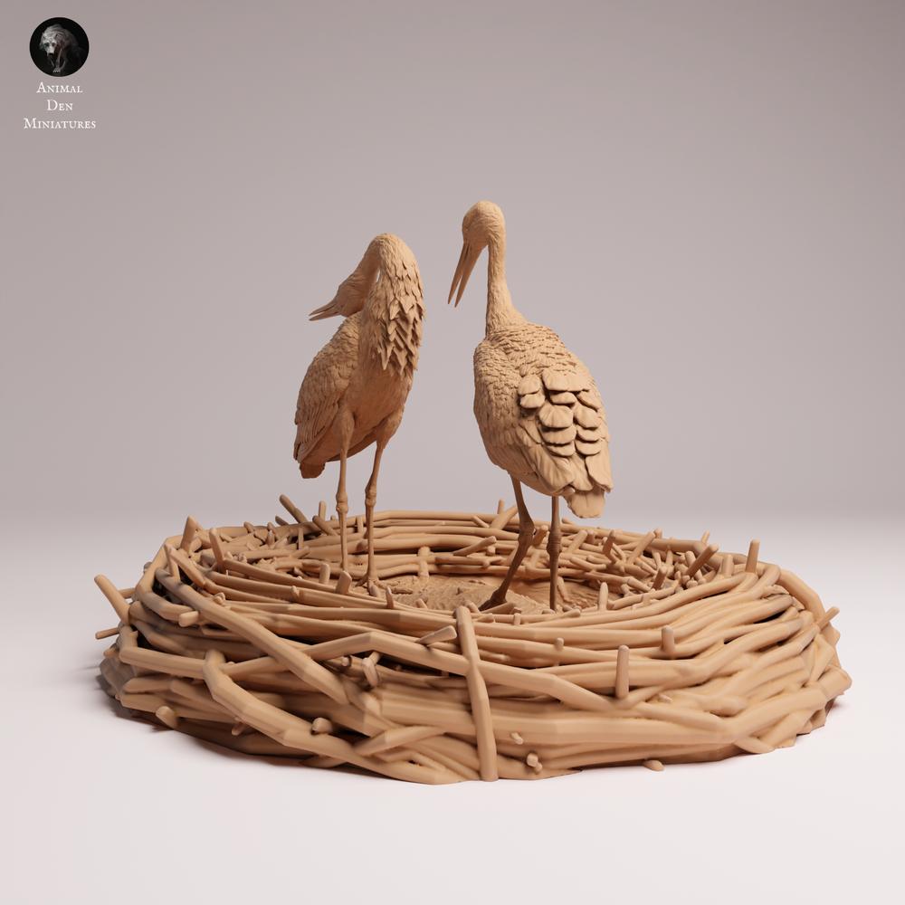 Photo du produit Tabletop 28mm Lord of the Print (LotP) 0 : figurine animalière d’oiseau : cigogne blanche - en parade nuptiale (26_07_09)