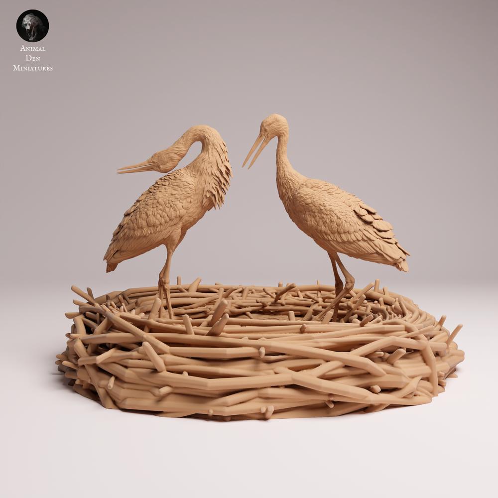 Photo du produit Tabletop 28mm Lord of the Print (LotP) 2 : figurine animale d’oiseau : cigogne blanche - en parade nuptiale (26_07_09)