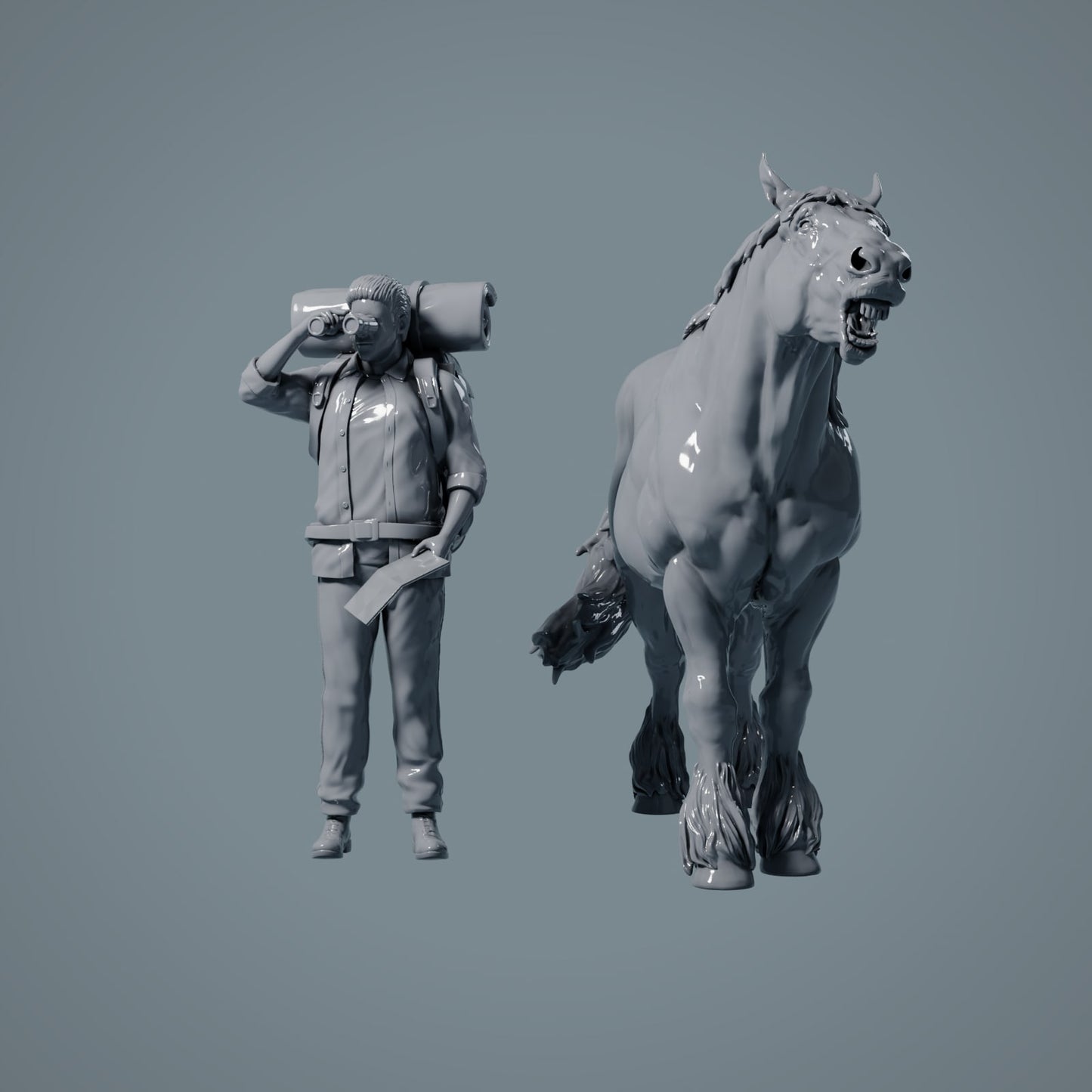 Figur d'animal de ferme : cheval hennissant - Suffolk Punch (a011)