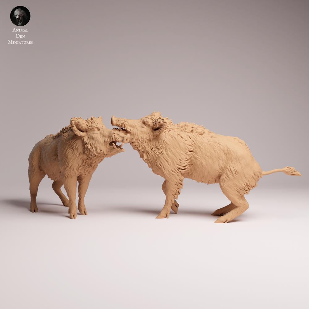 Photo du produit Tabletop 28mm Lord of the Print (LotP) 0 : figurine animale sauvage : sangliers en combat (26_07_06)