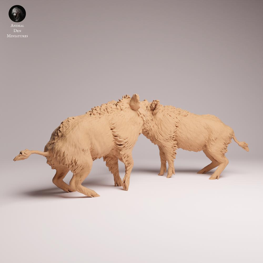 Photo du produit Tabletop 28mm Lord of the Print (LotP) 1 : figurine animale sauvage : sangliers combattant (26_07_06)