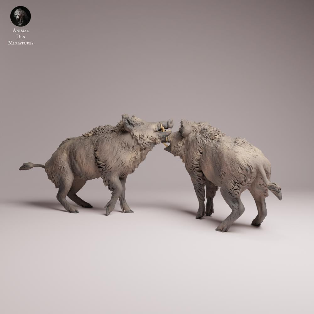 Photo du produit Tabletop 28mm Lord of the Print (LotP) 3 : figurine animale sauvage : sangliers en combat (26_07_06)