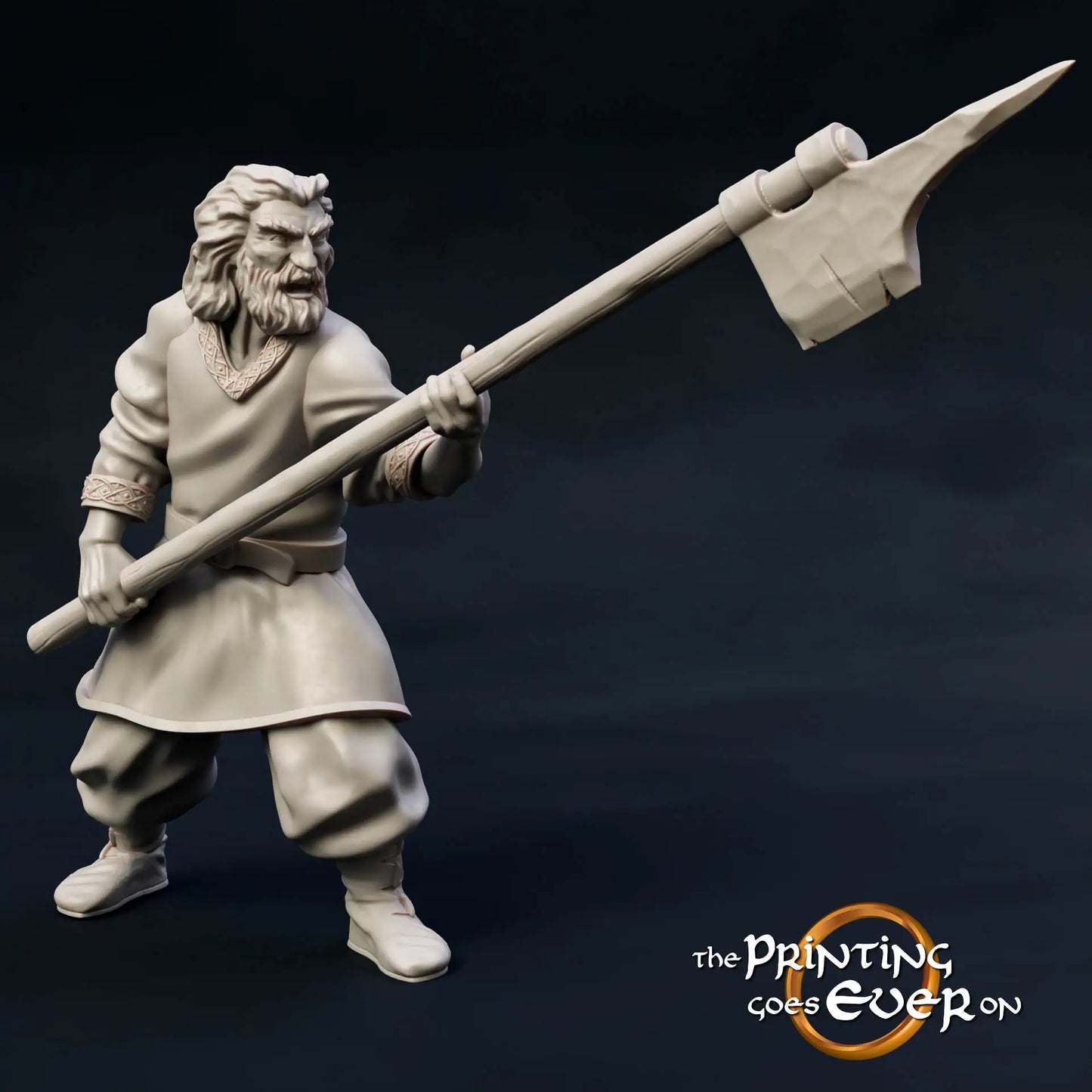 Photo de produit Tabletop 28mm The Printing Goes Ever On (TPGEO) 0 : Sauvageons armés : Équipe de guerriers avec hache, lance et bouclier - Pillards