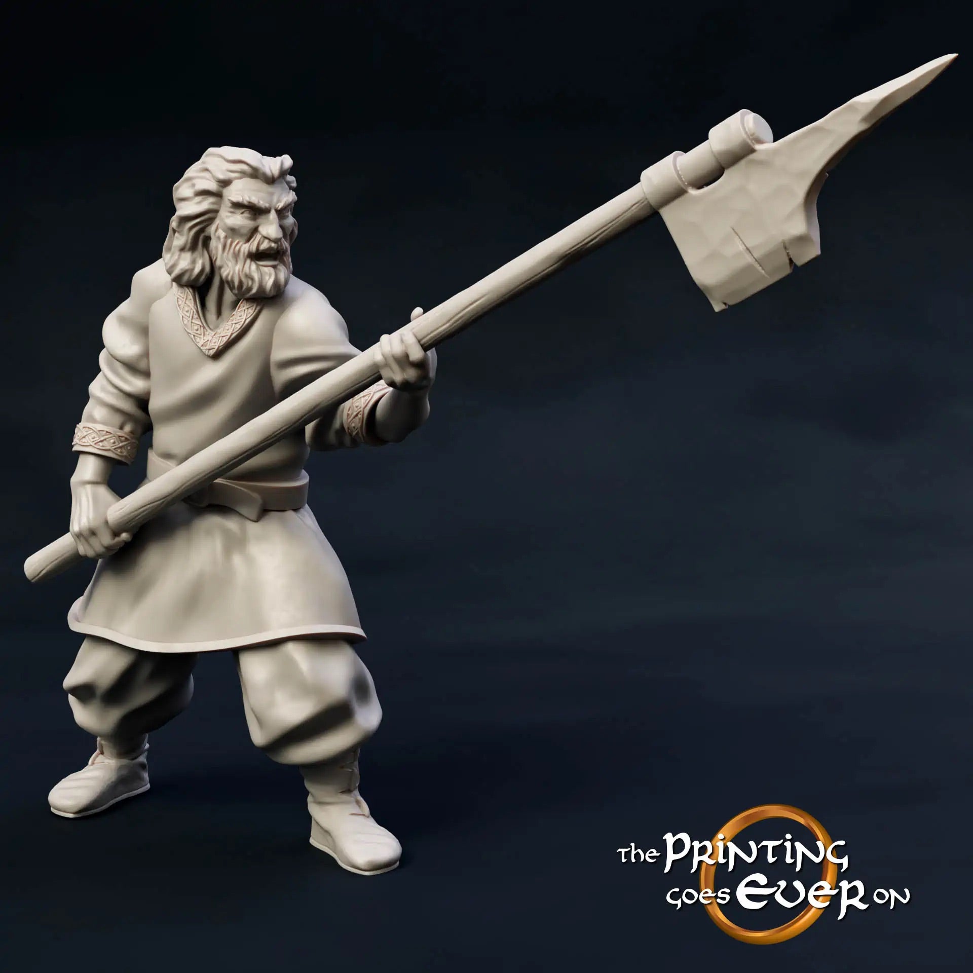 Photo de produit Tabletop 28mm The Printing Goes Ever On (TPGEO) 0 : Sauvageons armés : Équipe de guerriers avec hache, lance et bouclier - Pillards