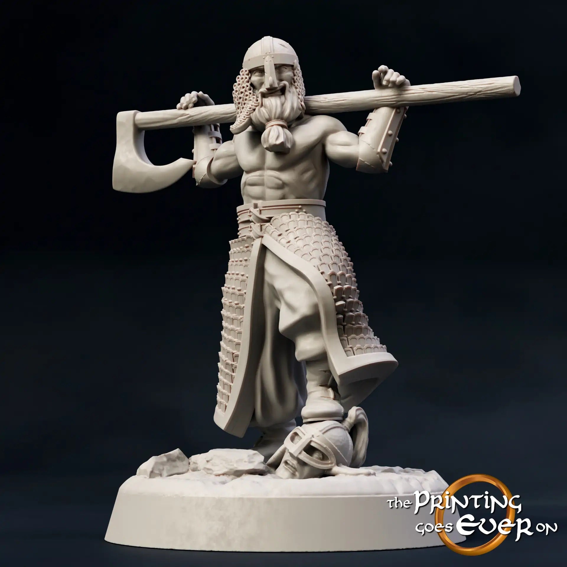 Photo de produit Tabletop 28mm The Printing Goes Ever On (TPGEO) 0 : Sauvageons armés : Équipe de guerriers avec hache, lance et bouclier - Pillards