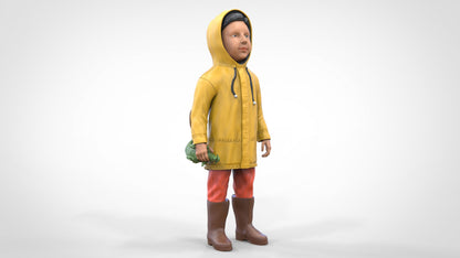 Photo du produit Diorama et modélisme Figurine miniature : Enfant en imperméable