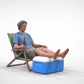 Photo du produit Diorama et modélisme Figurine miniature : Homme avec bière et glacière dans une chaise longue