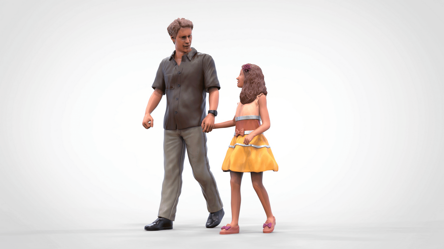Photo du produit Diorama et modélisme Figurine miniature : Homme avec fille - Promeneurs