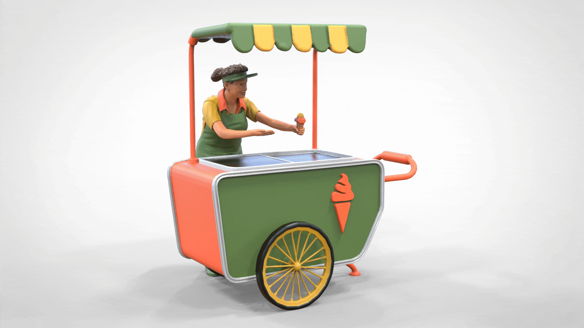 Photo du produit Diorama et modélisme Figurine miniature : Vendeuse de glaces avec chariot